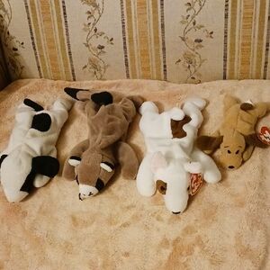 Ty Plush Small Pet Toys - White, Brown, Black